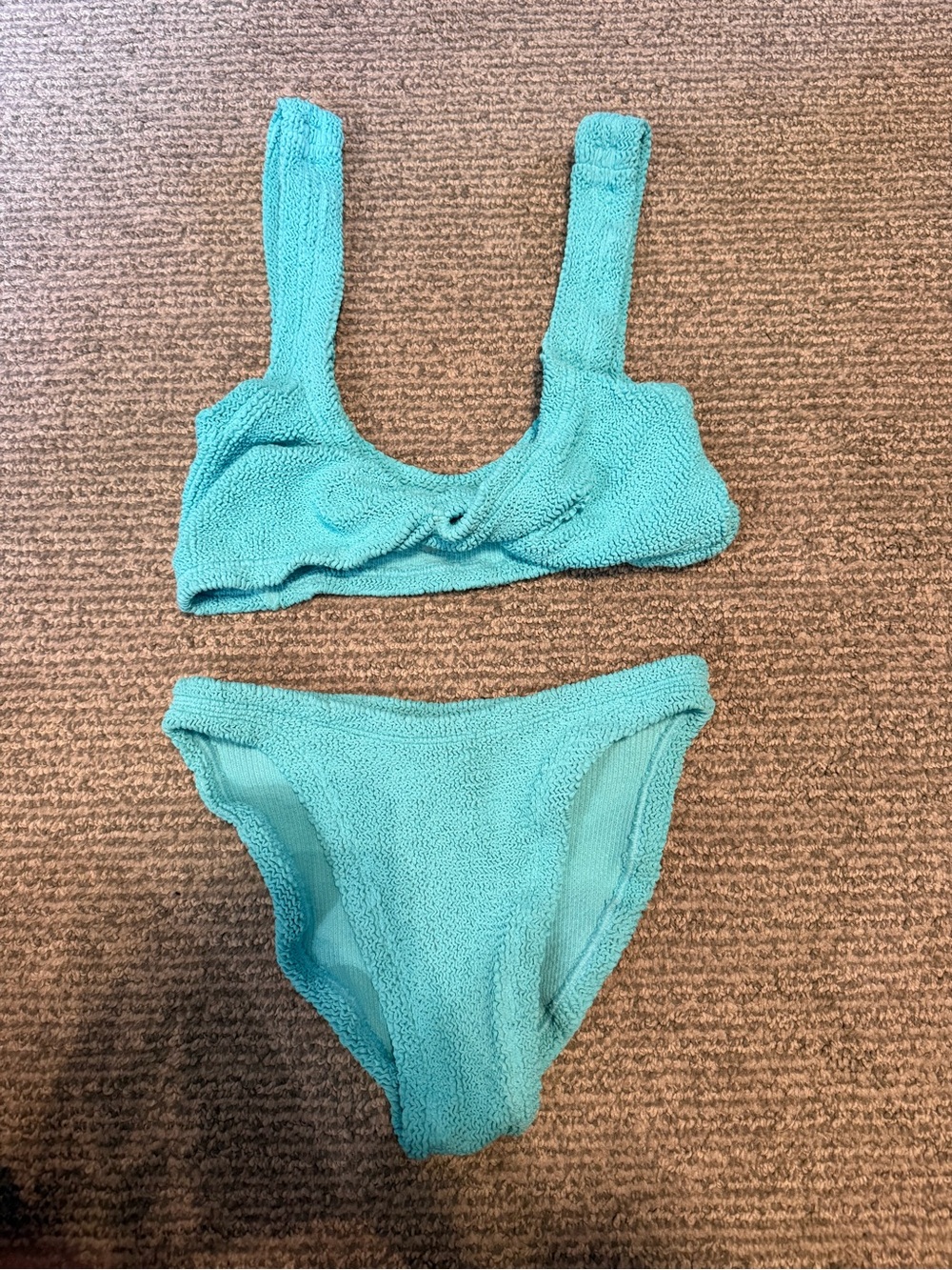 Hunza G Textured Bikini Set in Aqua Blue